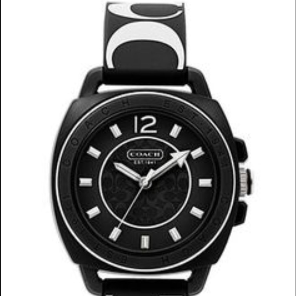Coach boyfriend black & white silicone wat…